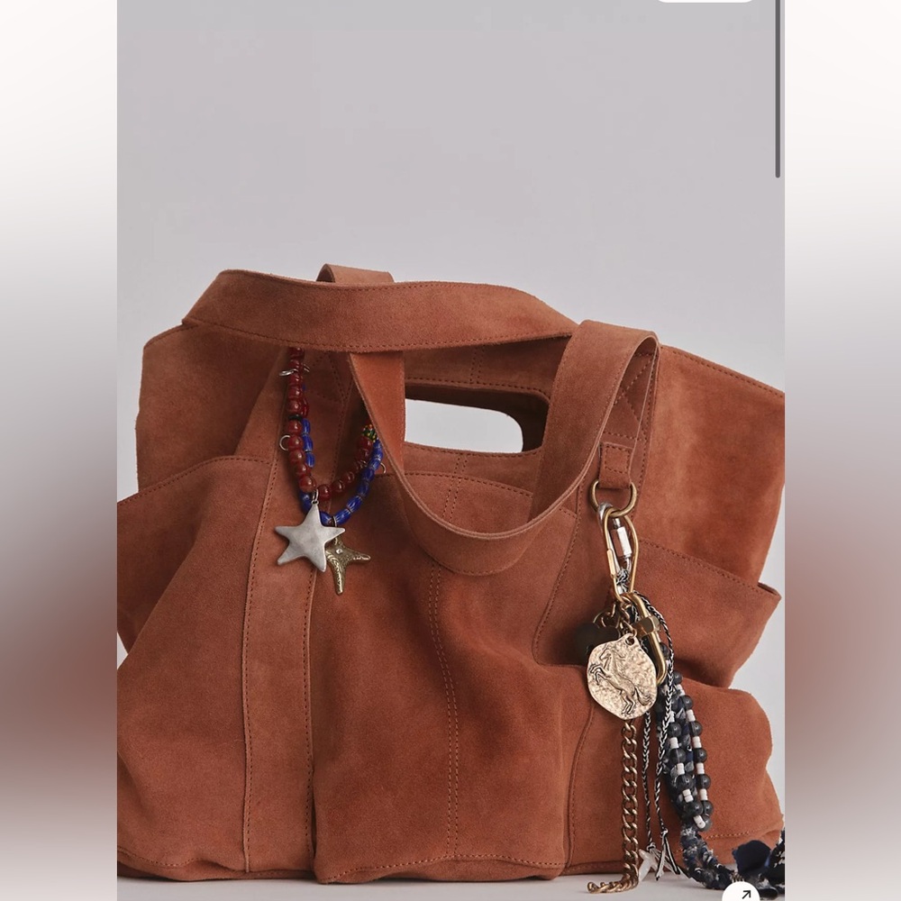 Elegant Suede Tote Bag - Brown